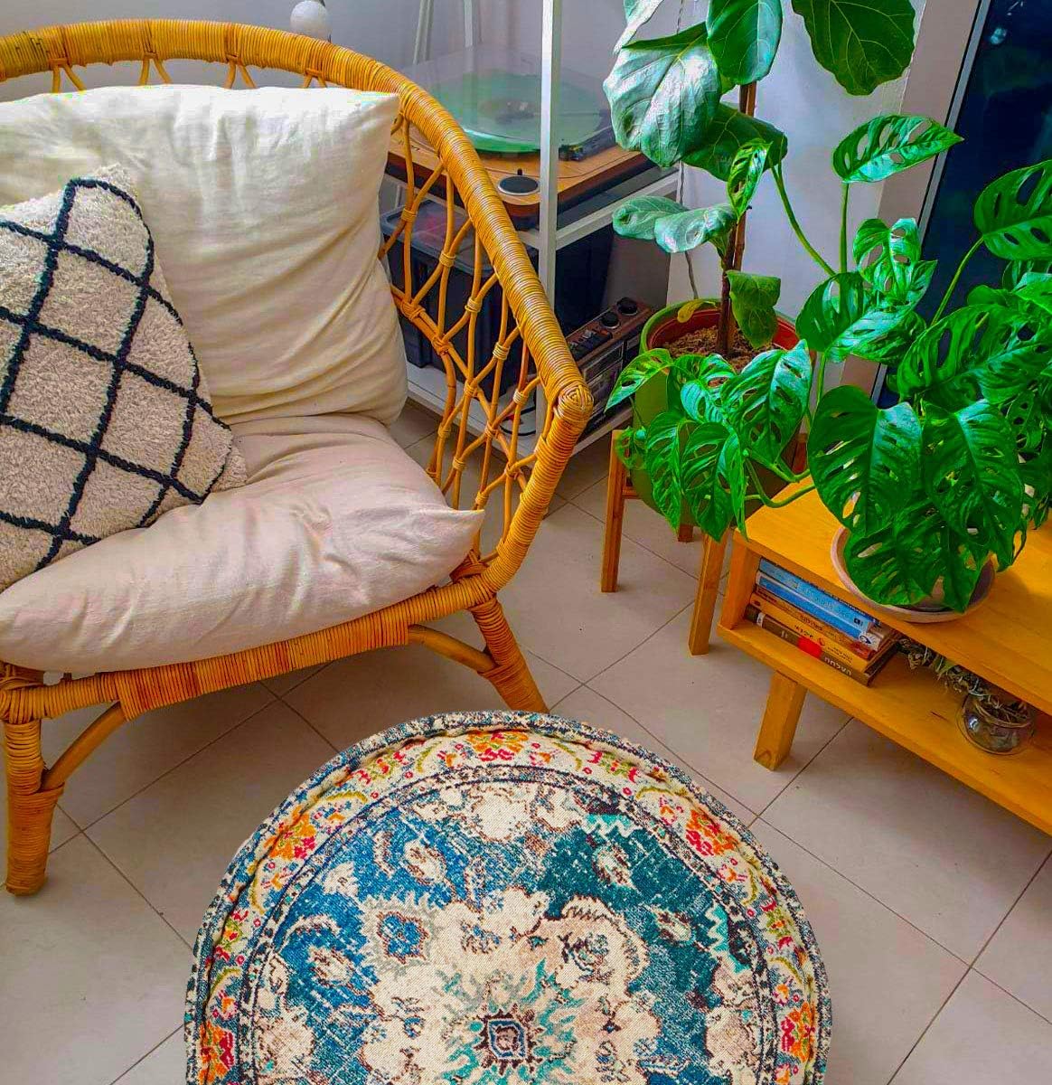 Mandala Life ART Bohemian Yoga Decor Floor Cushion Cover - 24x8 inches - Round Meditation Carpet Pillow Case - Printed Cotton Rug Pouf: Furniture & Decor