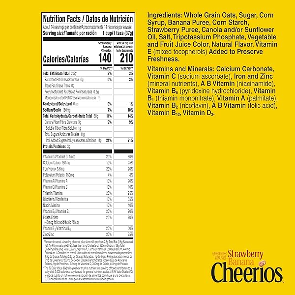 STRAWBERRY BANANA CHEERIOS, HEART HEALTHY GLUTEN FREE BREAKFAST CEREAL, MADE WITH WHOLE GRAIN OATS, FAMILY SIZE, 19 OZ