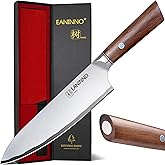 EANINNO Chef Knife Japanese 8 inch Kitchen Cutting Knife Sharp High Carbon Stainless Steel Professional for Meat Vegetable with High-end Bubinga Handle