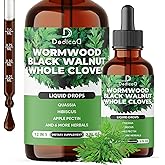 DEDICAD 12in1 Wormwood Liquid Drops - Black Walnut Wormwood Tincture Liquid Extract Whole Cloves and 9 More Herbs - 60 Days Supply