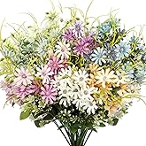 Guagb 6Pcs Artificial Daisy Silk Flower Outdoor UV Resistant Fake Wildflowers Faux Greenery Shrubs Plastic Plants Arrangements for Home Indoor Outside Garden Vase Decor