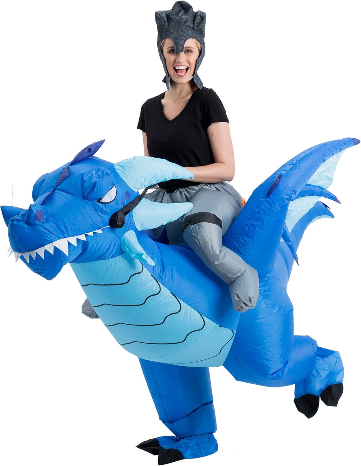 Halloween Inflatable Costume Blow-up Deluxe Riding an Ice Dragon Blue: Clothing