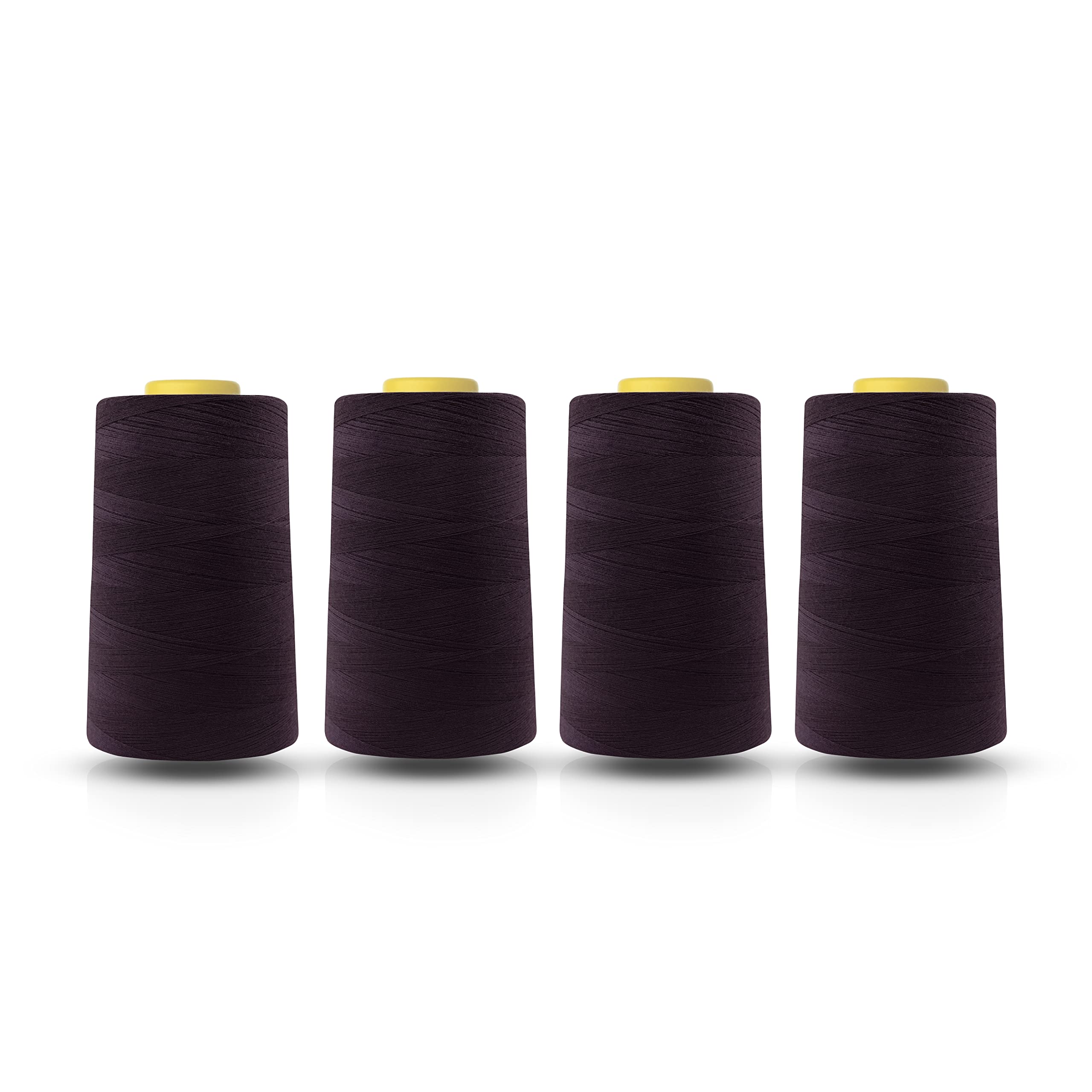 Realm Overlocking Sewing Machine Polyester Thread x Four 5000 Yards Cones White Black Natural Navy Red Grey (Aubergine)