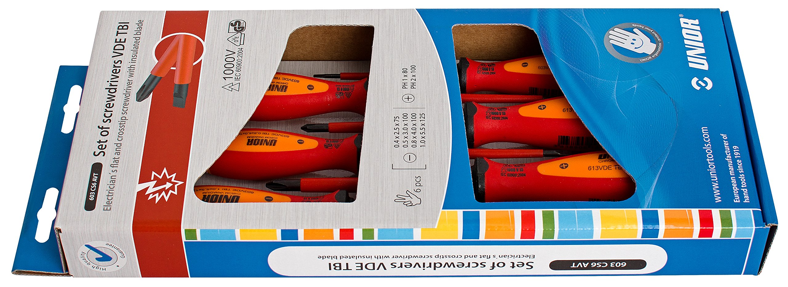 Unior Screwdriver Set VDE TBI in Display Box. Pack of 1 603CS6AVT