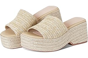 EQAUDES Platform Slip on Espadrille Sandals for Women Wedges Slides Bohemia Sandals Flatform Open Toe Beach Sandals