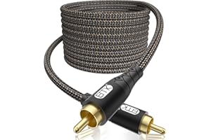 EMK RCA to RCA Subwoofer Cable – 24K Gold-Plated Connector Nylon Braided Double Shielded Audio Cable Digital&Analog Signal Support for Amplifiers Subwoofer Home Theater Hi-Fi Systems Black/15ft/5m
