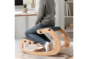 TinyHaven Ergonomic Kneeling Chair with Wooden Frame - Adjustable Height Office Chair with Soft Padding for Back Pain Relief, Posture Correcting Home & Office Desk Chair Wood