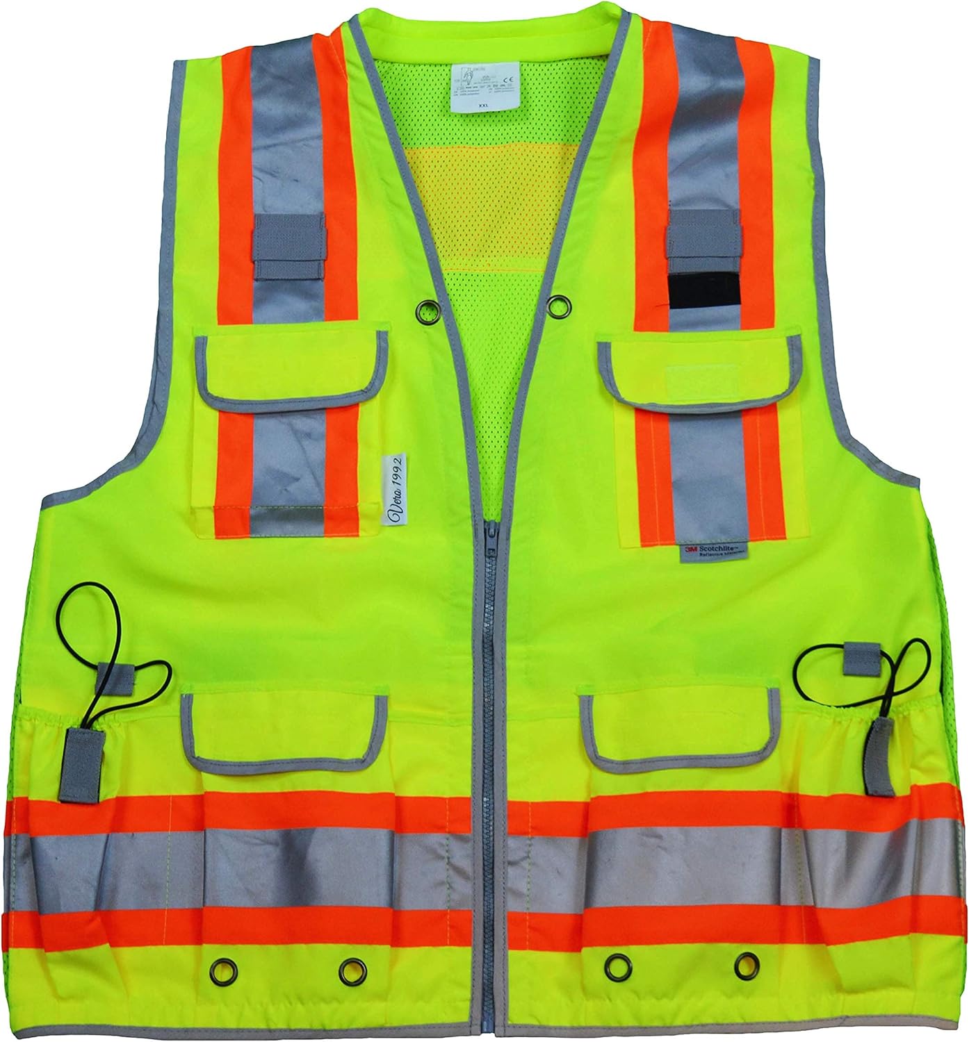 Vero1992 Reflective Vest Class 2 Heavy Woven Two Tone Engineer Hi Viz Safety Vest 3M 8712 Tape