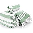 Utopia Towels 4 Pack Turkish Beach Towel, 40 by 72 Inches, 100% Cotton, Oversized Sand Free Lightweight Quick Dry, Prewashed for Soft Feel, Large Turkish Peshtemal Towel for Travel, Sea Foam