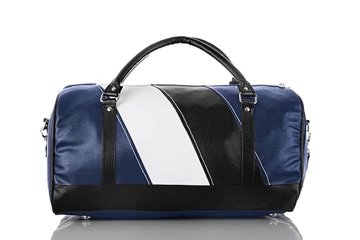 3G Premium leatherette 20 Cabin size Duffel Bag 20 L x 10.5 W x 11 H Blue/black