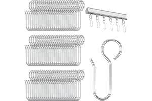 DOPENSPI 80PCS S Shaped Metal Curtain Track Hooks, Small Curtains Hooks for Drapes Curtain Tracks Hook Drape Wire Hook for Ceiling Track
