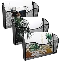 EasyPAG Wall Mount File Holder Mesh 6 Pack Single Pocket Hanging File Organizer Magzine Folder Basket Paper Rack For Office And Home Black - View #8