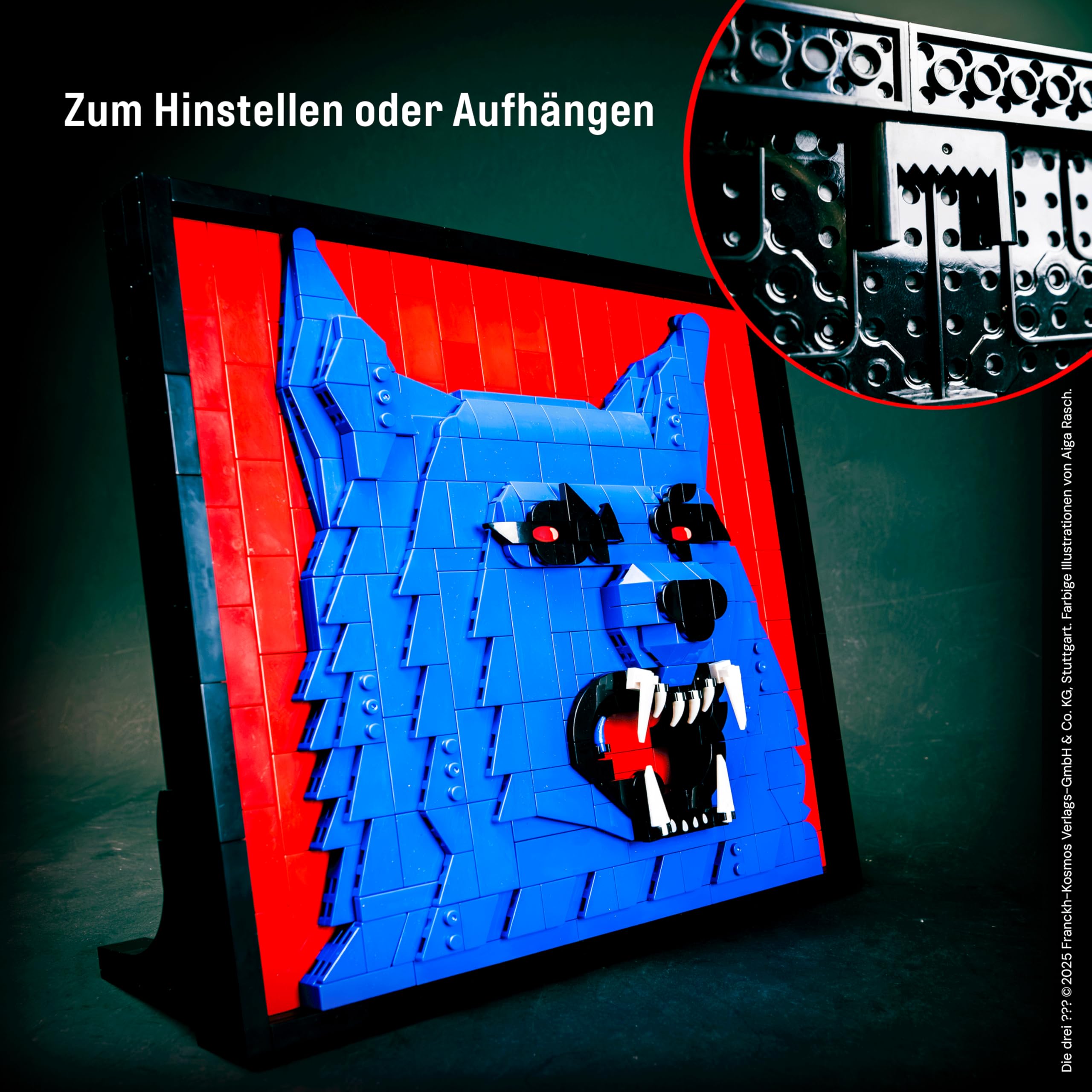 BlueBrixx Pro 108501 – Die DREI ???: 3D Bild: Der Karpatenhund aus Klemmbausteinen mit 712 Bauelementen 3