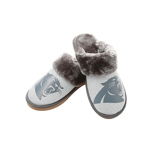 FOCO Carolina Panthers NFL Womens Glitter Open Back faux fur Moccasin - S (5-6)