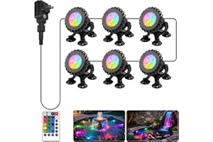 T-SUN Pond Lights LED Underwater 16 Colors with Timer Remote Control IP68 Waterproof Dimmable Submersible Fountain Lights Outdoor Spotlight for Fish Pond Garden Yard Aquarium Pool