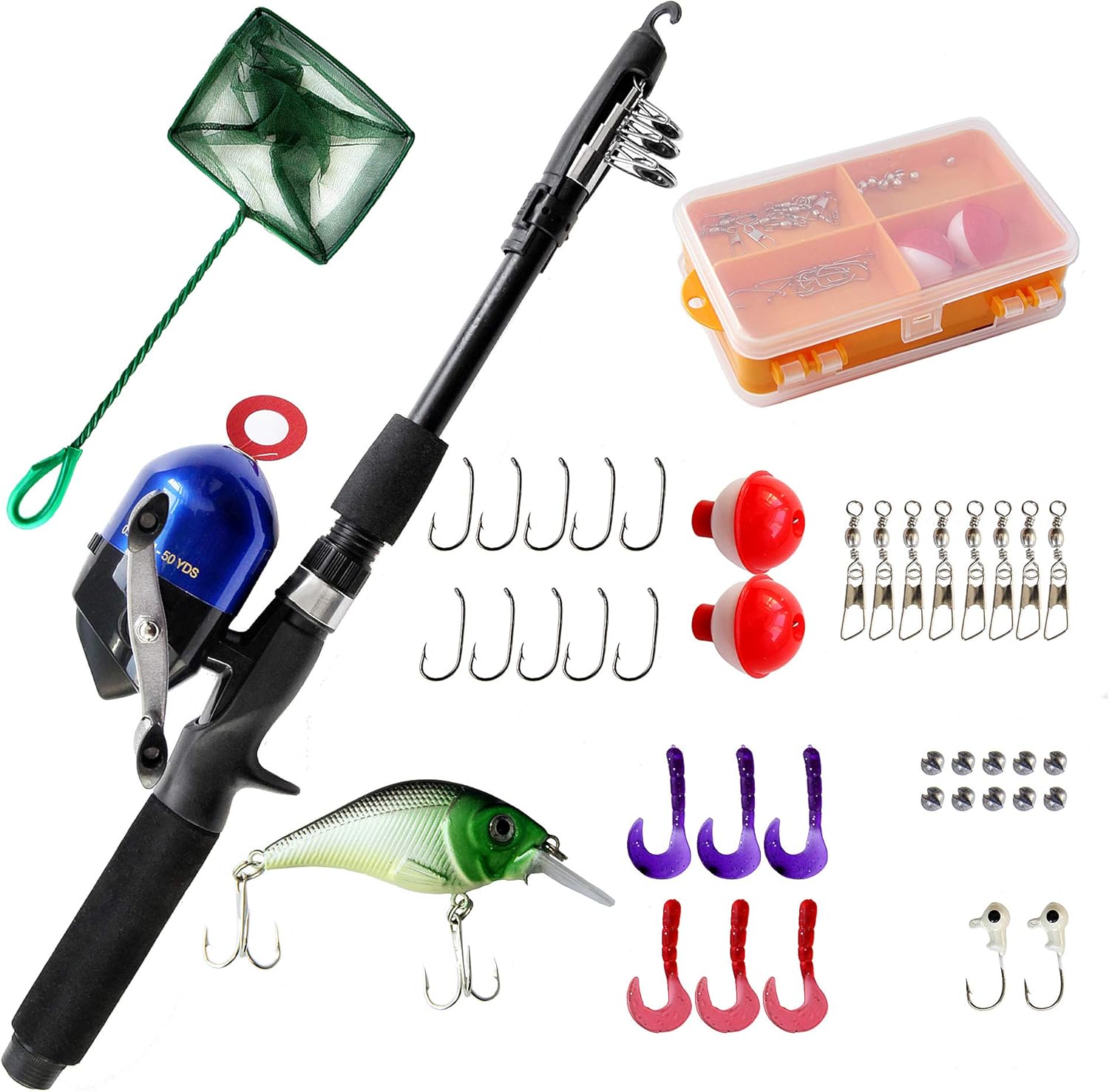 DragonSport Kids Fishing Pole, Spincast Youth Fishing Pole, Tackle Box