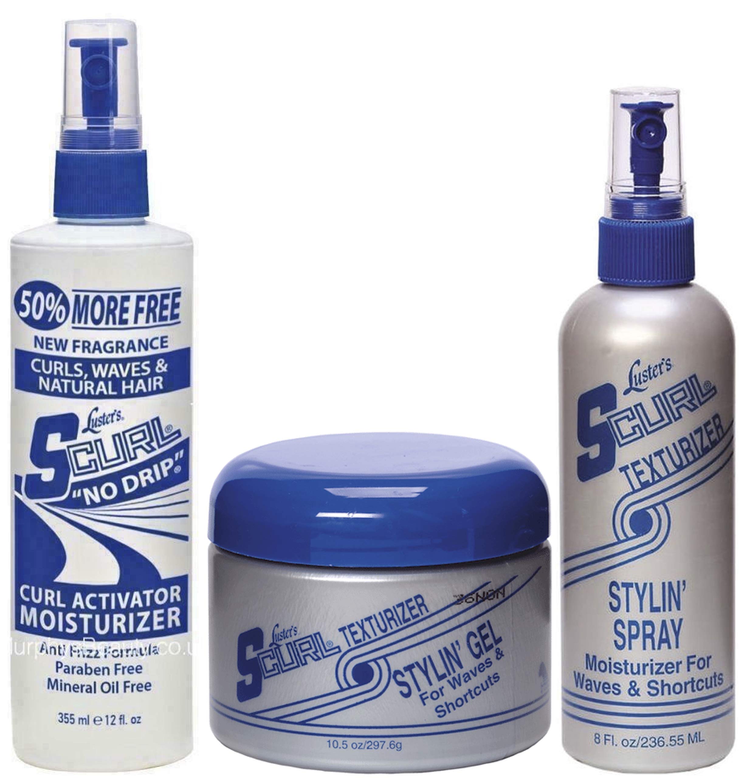 Luster's S Curl Activator 355ml, Luster's S Curl Texturizer Styling Gel 10.5oz & Styling Spray 236ml (Set of 3)