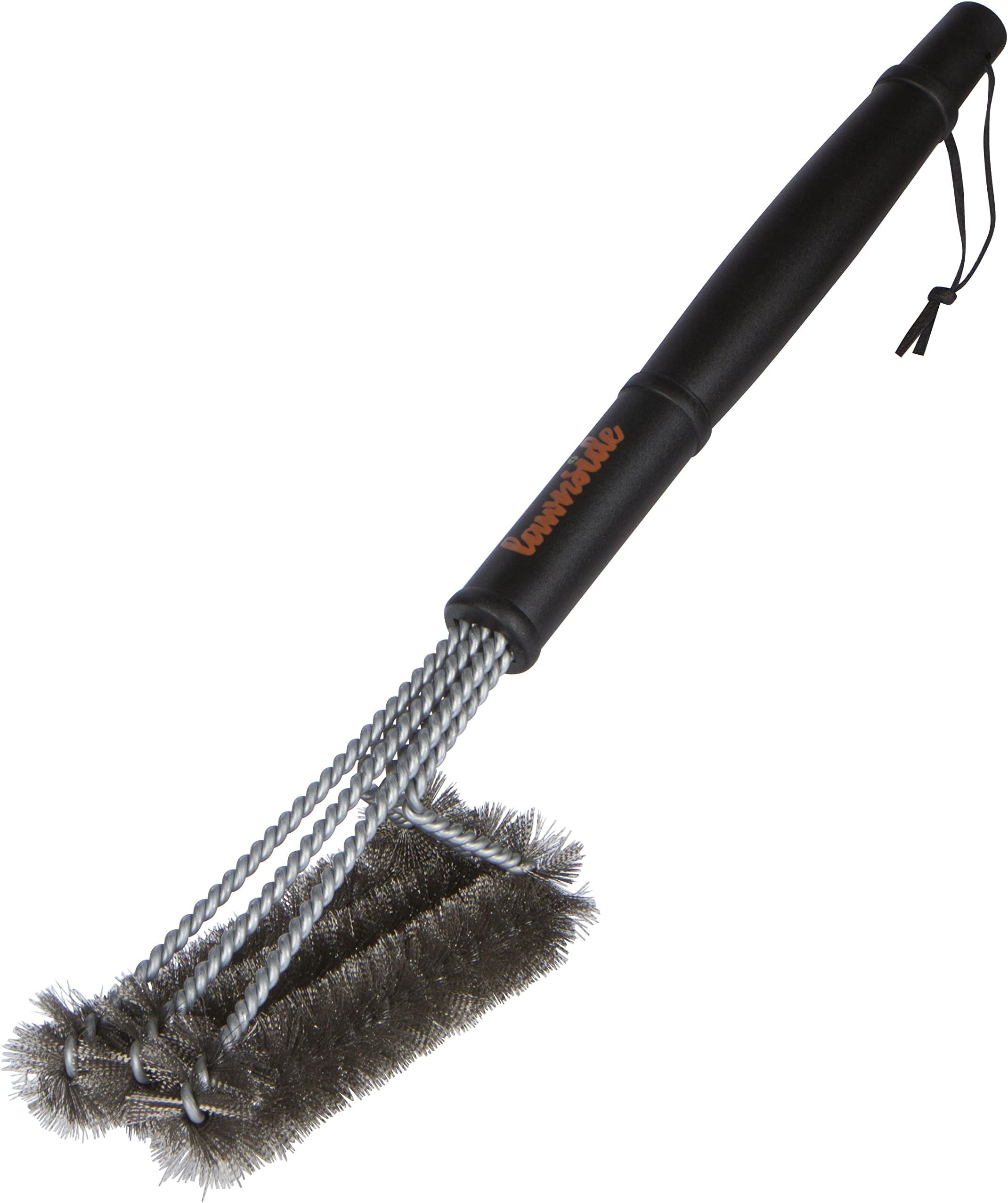 Lawnside BBQ Grill Brush with 3-in-1 Stainless Steel Brush Head, Metal Wire Bristles and Comfy Handle – Best Accessory Tool for Cleaning Tough Grates, Burners and Racks on ALL Barbecue Grills