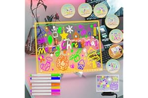 Fanrui 11.8 X 7.9 Inch Acrylic Dry Erase Board with Colors,Glowing LED Kids Drawing Note Memo Board, USB Power, Rewritable, D