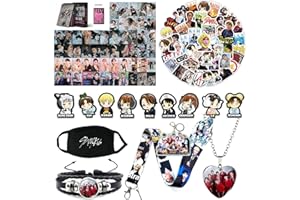 MARKIF Stray Kids Merch Set Including Stray Kids Album Photocards Stickers Necklace Bracelet Keychain Face Mask Lanyard Button Pins