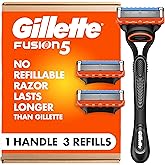 Gillette Fusion5 Razor for Men, 5-Blade, 1 Razor Handle, 3 Blade Refills