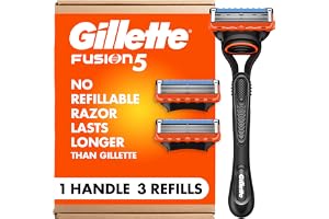 Gillette Fusion5 Men's 5-Blade Razor, 1 Razor Handle, 3 Blade Refills
