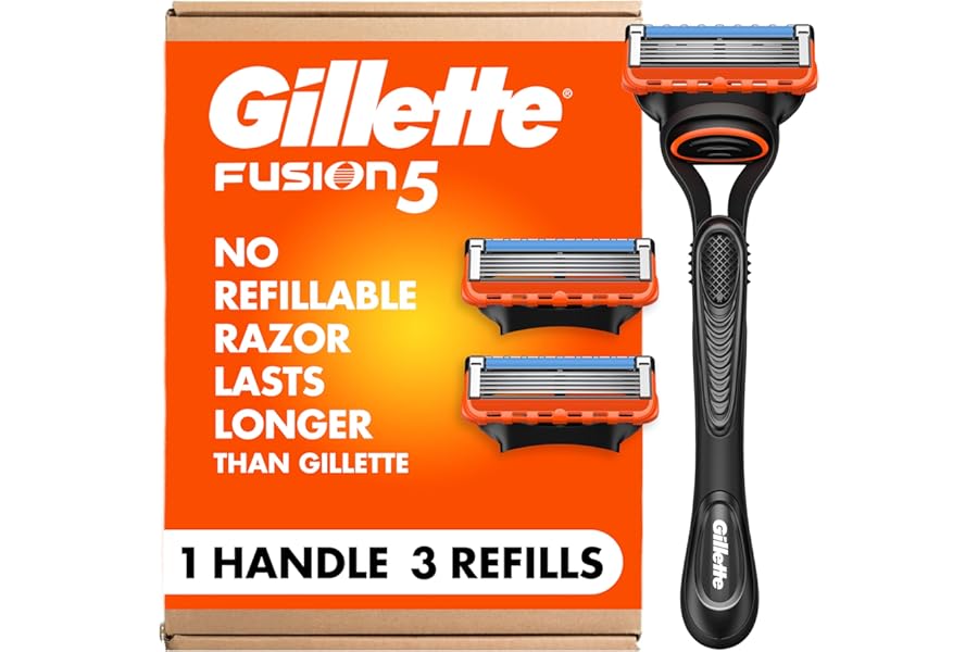Gillette Fusion5 Men's 5-Blade Razor, 1 Razor Handle, 3 Blade Refills