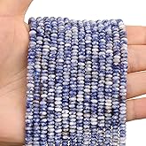 BONNY BOXX 1 Strand (150PCs) Natural 2 * 4mm Blue Dot Rondelle Beads, Natural Abacus Disk Stone Beads Loose Spacer Gemstone for DIY Bracelet Necklace Jewelry Making