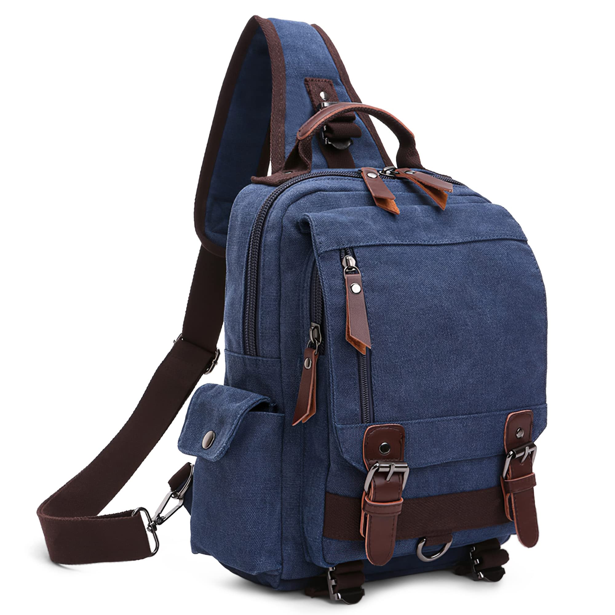 DORRISO Men Messenger Bags Fashion Canvas Shoulder Bag Satchel Briefcase Bag College Bag Schoolbag Bookbag for Work Travel Casual Daily Chest Bag Blue A
