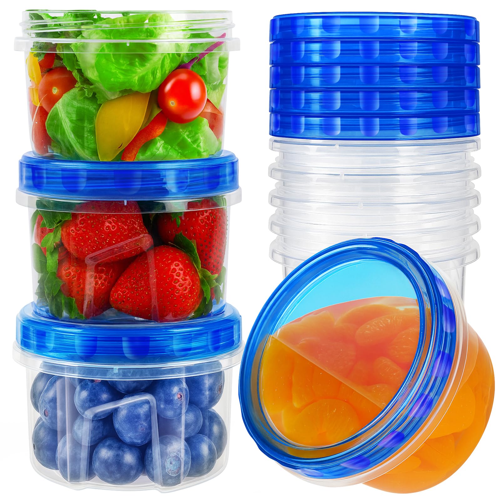 Photo 1 of 10 Pack 17oz Reusable Freezer Storage Containers with Twist Top Lids Airtight, Clear Plastic Food Storage Meal Prep Containers for Leftover Lunch Fruit Salad Oats, Small Soup Container Microwave Safe524