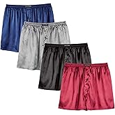 Sanraflic® Men's Satin Boxer Briefs Pack, Silk Feeling Sleep Shorts with Fly Underwear