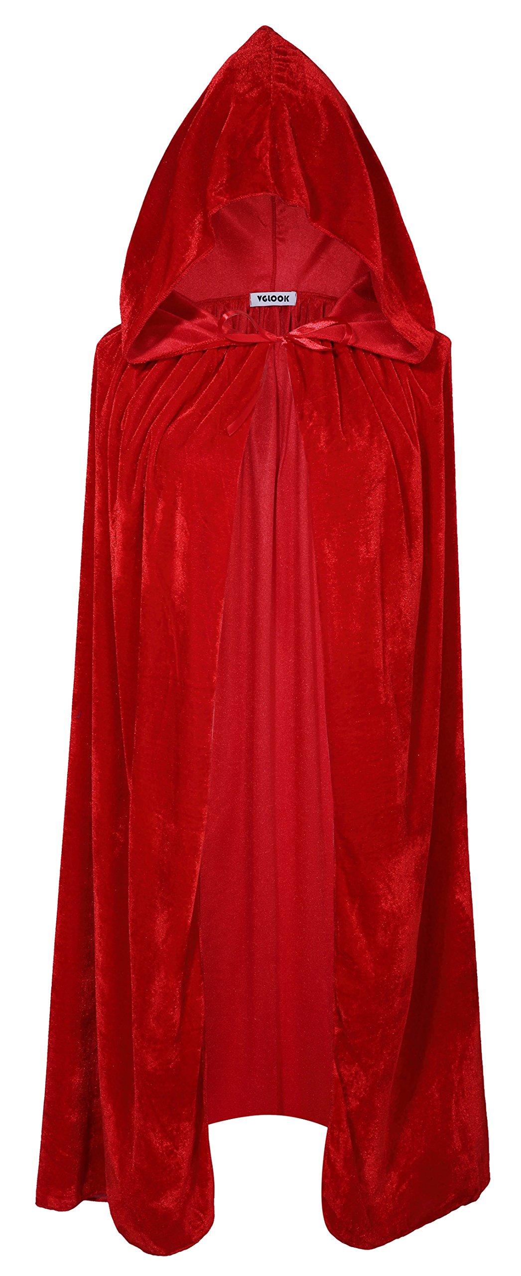 VGLOOK Kids Hooded Cloak Cape For Halloween Cosplay Costumes 8-18 Years Red