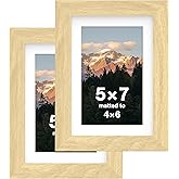 FrameWorks 2-Pack, 5x7 Matted to 4x6 Picture Frame, Natural Oak – Classic Wooden Photo Frame with Tempered Glass, Modern Matte Finish for Prints, Posters, Certificates & Wall Decor – Gallery-Ready