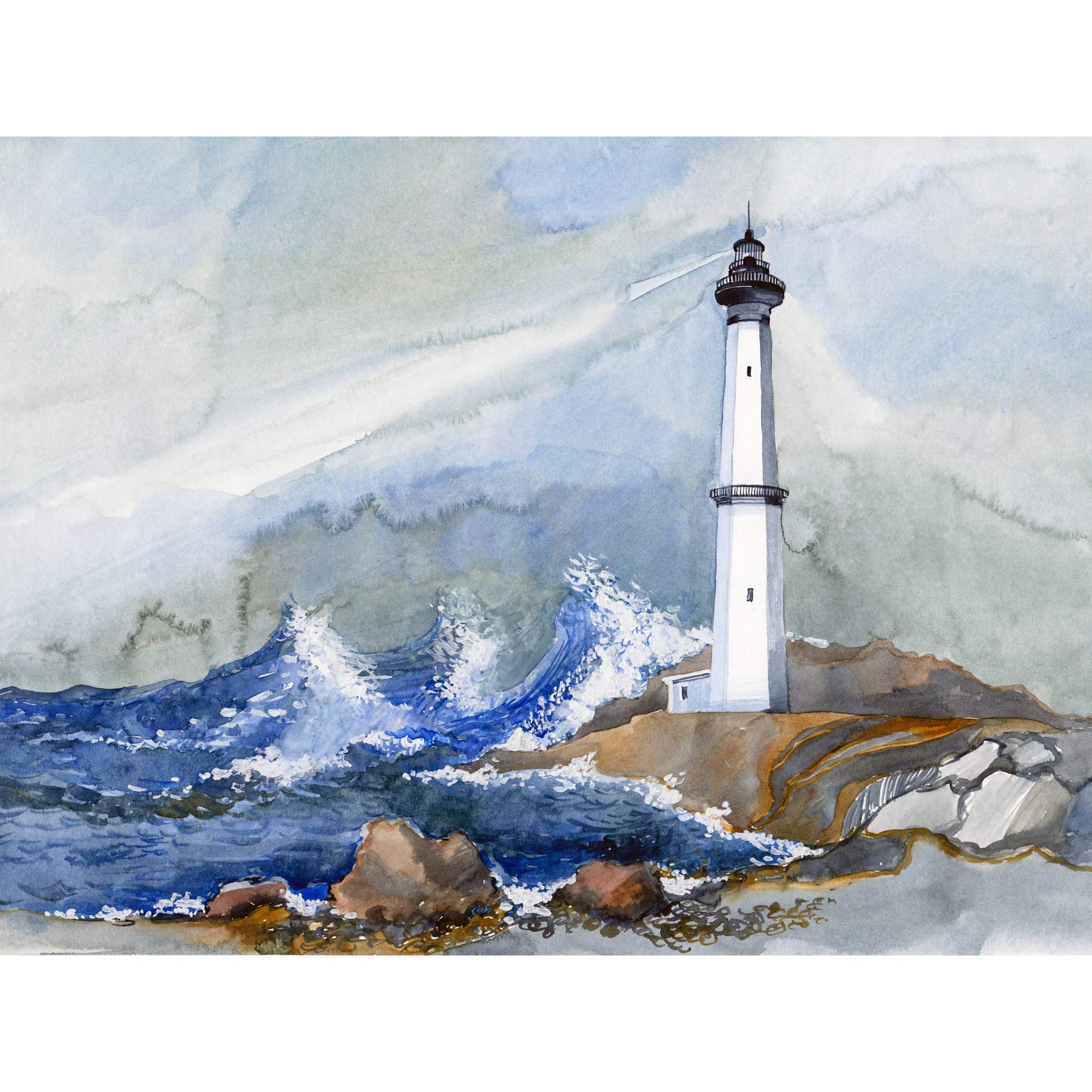 Wee Blue Coo Lighthouse Nautical Painting Large Wall Art Print Canvas Premium Poster