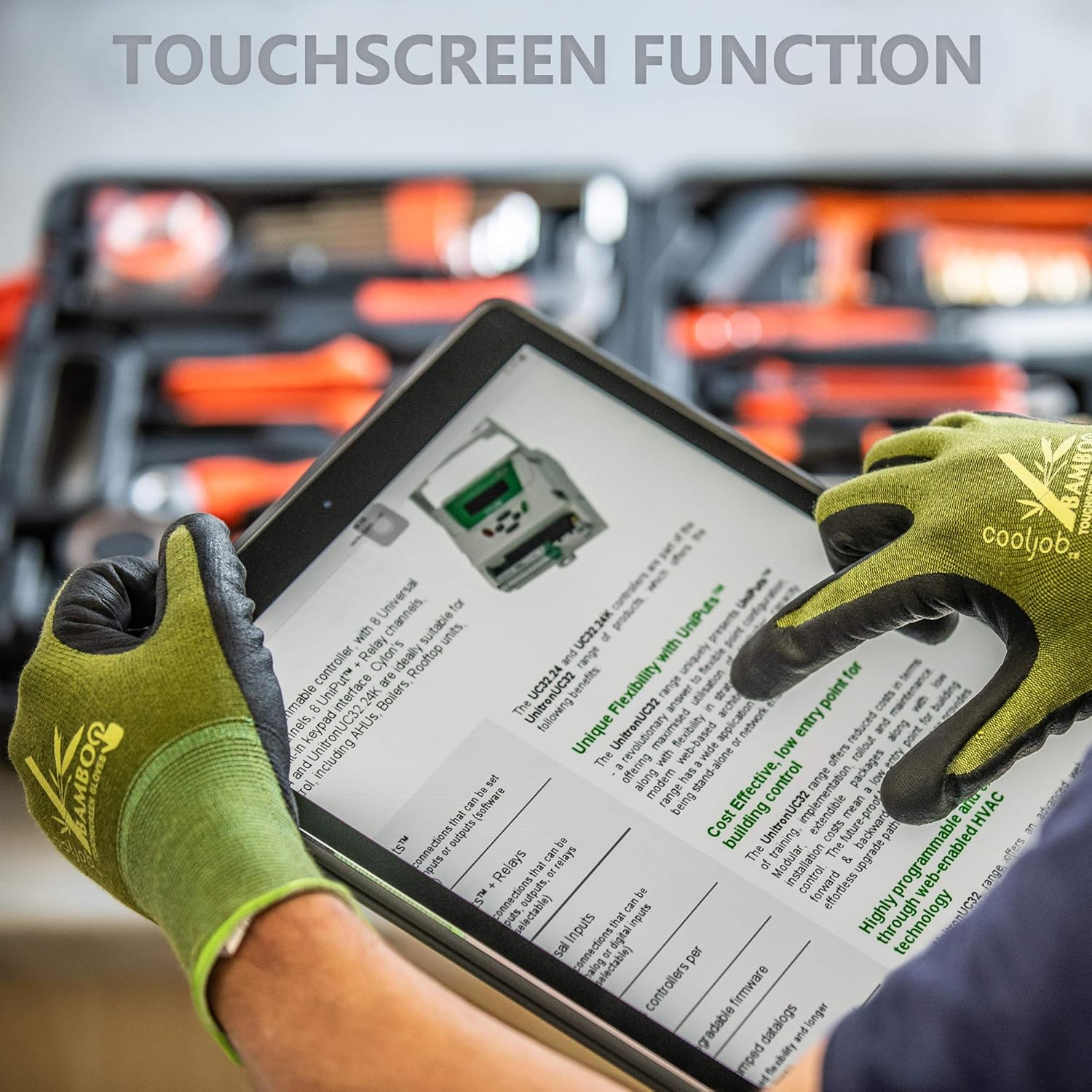 COOLJOB 2 Pairs Bamboo Working Gloves for Women and Men, Gardening Gloves Touchscreen, Grippy Nitrile Rubber Coated Work Gloves, Green, Medium Size (2 Pairs M) : Garden & Outdoor