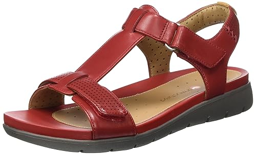 clarks red leather sandals