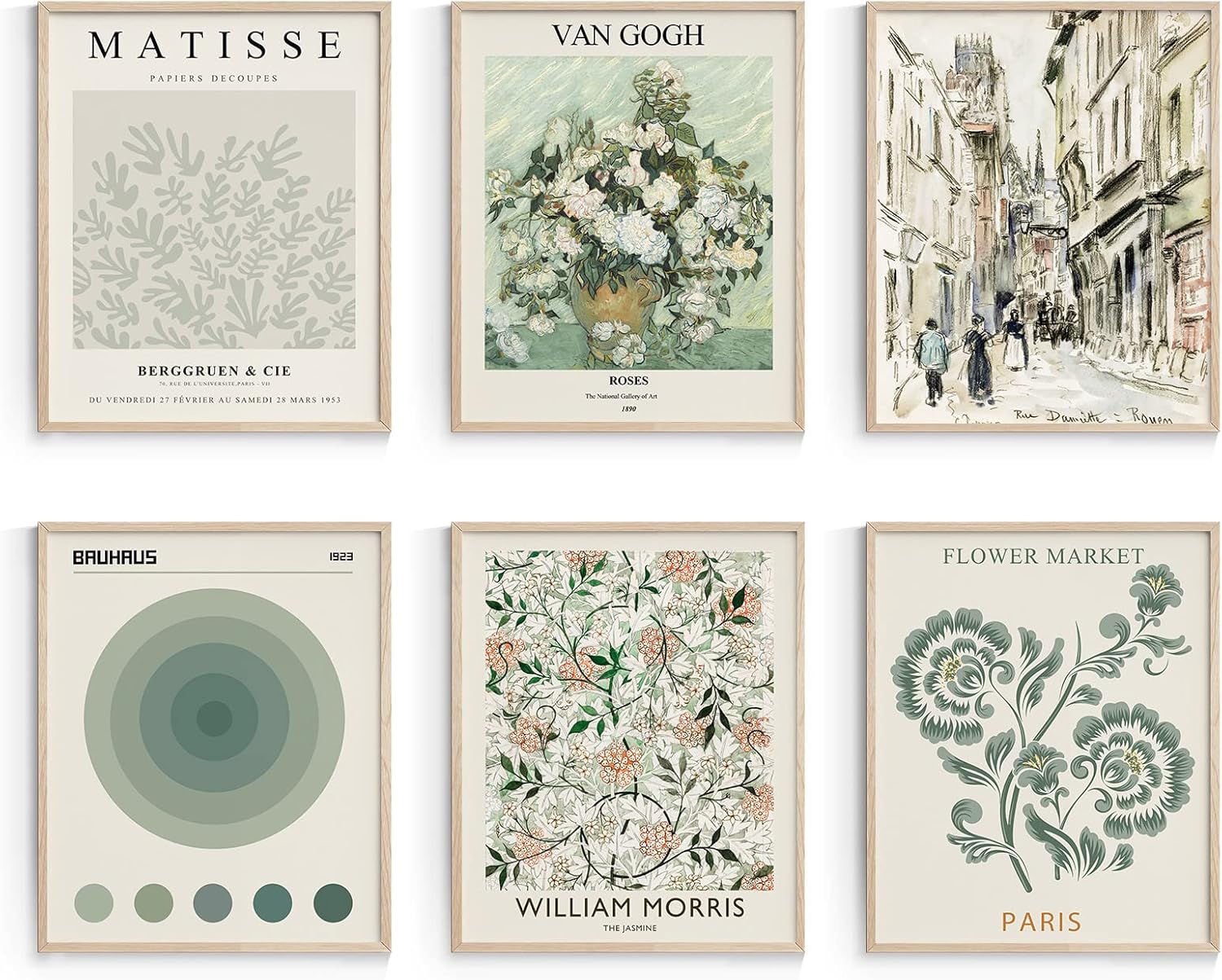 Wall Décor - Habseligkeit Sage Green Master Wall Art Prints, Abstract Matisse Wall Art Exhibition Posters, Vintage Art Boho Art Prints, Retro Room Decor for Aesthetic Bedroom(8x10inch, Unframed