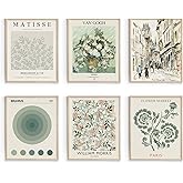 Habseligkeit Sage Green Master Wall Art Prints, Abstract Matisse Wall Art Exhibition Posters, Vintage Art Boho Art Prints, Retro Room Decor for Aesthetic Bedroom(8x10inch, Unframed