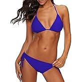 American Trends Women's String Two Piece Halter Top Triangle Bikini Set with Tie Side Bottom Sexy Swimsuit Bathing Suits