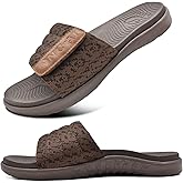 ONCAI Mens Sandals, Arch Support Sport Slides Open Toe Adjustable Straps Orthotic Cushioned Footbed for Plantar Fasciitis Rubber Soles Size 7.5-15