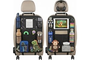 2 Pack Car Backseat Organizer for Kids with Tablet Holder, Multi-Pocket Car Seat Back Organizer Storage, Road Trip Travel Acc