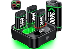 CYOYPPY Rechargeable Battery Pack for Xbox One Controller, 4 x 3600mWh Xbox Controller Batteries with Fast Battery Charging Station for Xbox One/Xbox Series X|S, Xbox One S/X/Elite (1500mAh)