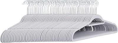 Lot de 50 cintres en velours avec porte-cravate pour costumes Gris clair