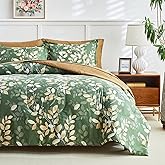 AIKASY 7-Piece Comforter Set Bed in a Bag, Queen Size, Green Leaf Pattern - Bedding Set with Comforter, Pillow Shams, Fitted Sheet, and Pillowcases - Soft and Cozy All-Season Bedding (Green)