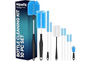 AQUAFIT 10 Pack Bottle Brush - Straw Cleaner Brush - Bottle Brush Cleaner - Water Bottle Cleaner - Bottle Cleaner - Baby Bottle Brush - Water Bottle Cleaner Brush Set - Straw Cleaner - Bottle Brush (Blue)