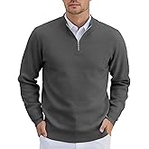 COOFANDY Mens Quarter Zip Pullover Slim Fit Lightweight Knit Pullover Sweaters Casual Polo Sweater