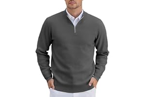COOFANDY Mens Quarter Zip Pullover Lightweight Sweater Casual Knit Pullover Sweaters