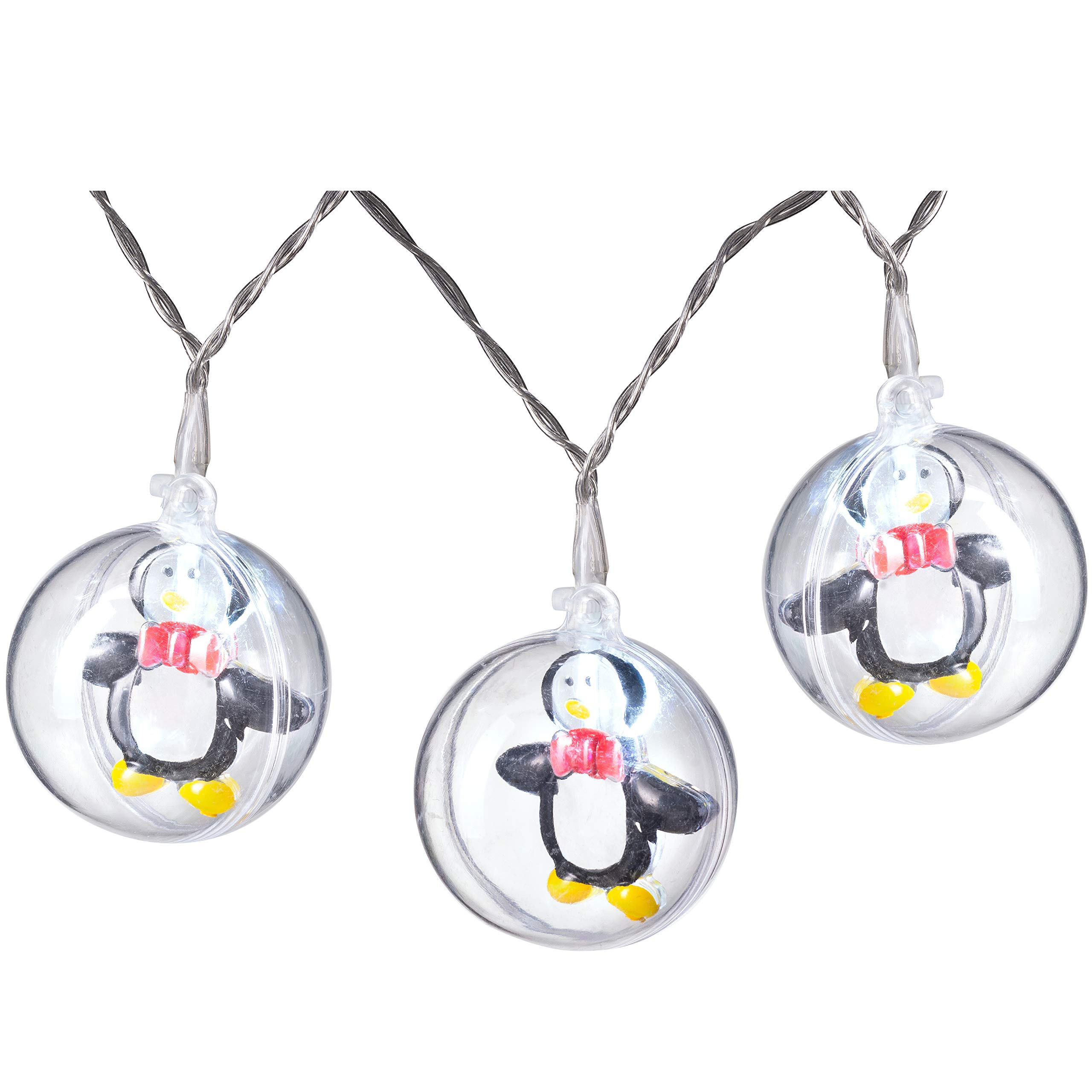 WeRChristmas Bauble LED String Lights with Penguins, Multi-Colour, 5cm
