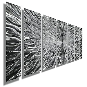 Silver Contemporary Metal Wall Art - Abstract Home Decor Accent, Modern Panel Wall Art - Vortex by Jon Allen