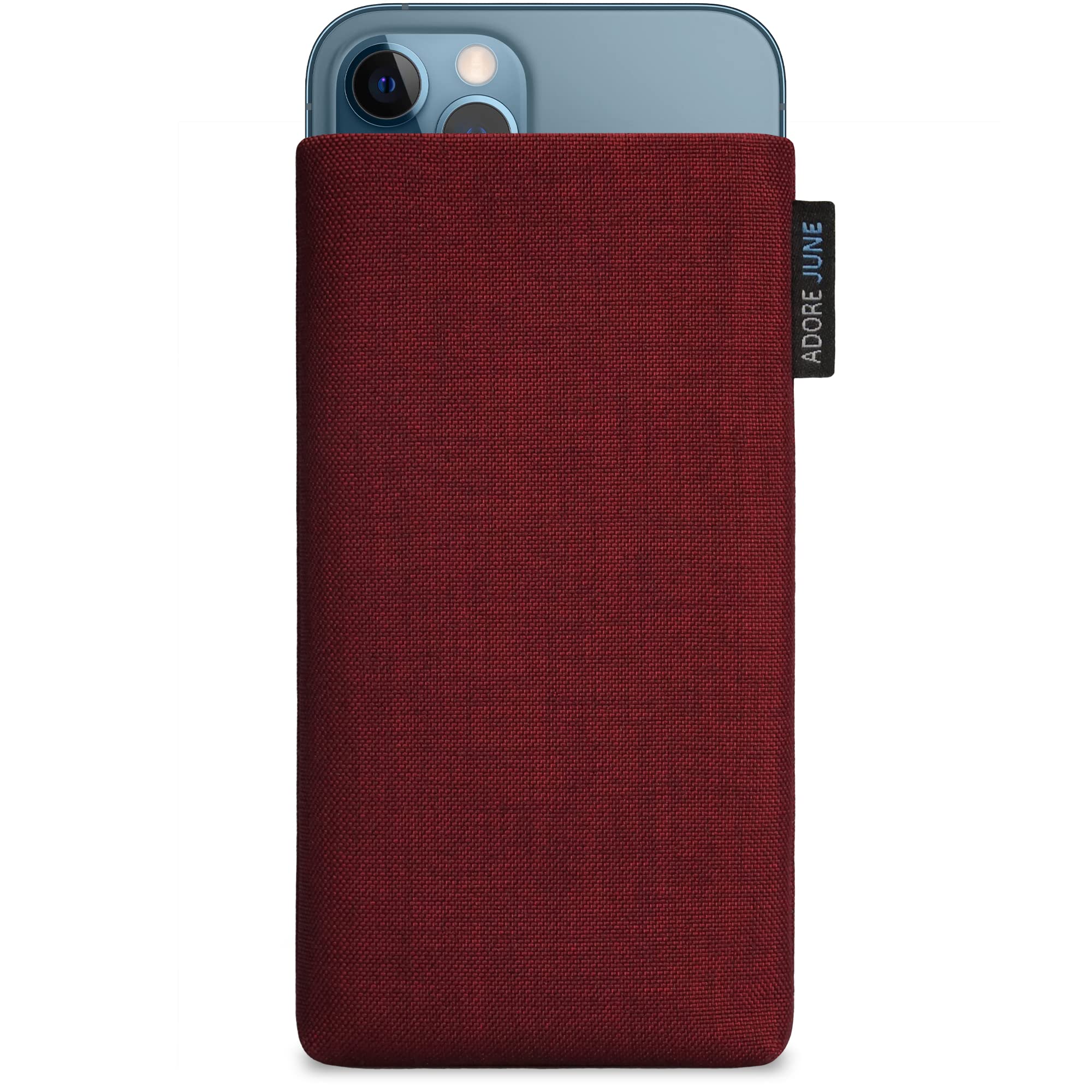 Adore June Classic Bordeaux Red Case Compatible with iPhone 13 Pro Max/iPhone 12 Pro Max, Made of Durable Cordura Fabric with Screen Cleaning Effect, Made in Europe